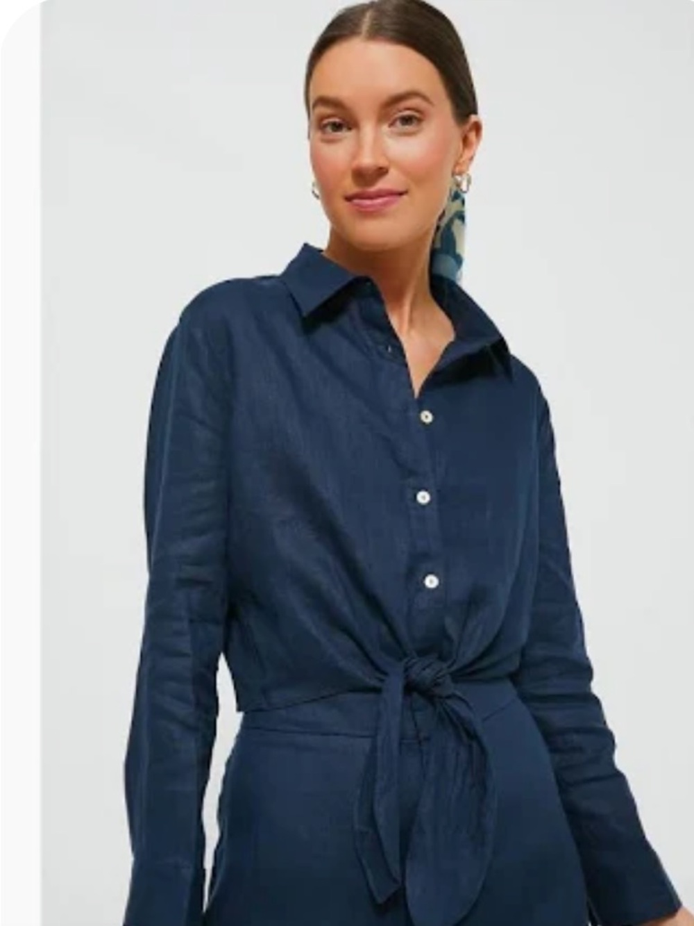 NWOT never worn - Tuckernuck Rebecca Tie-Front Button-Up Shirt Linen Navy - M